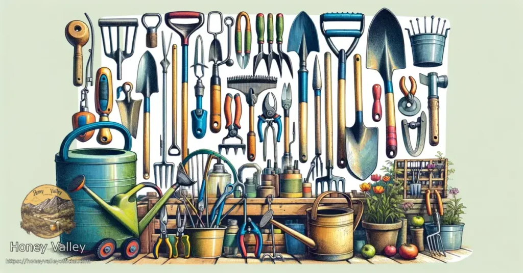 A-wide-colored-sketch-illustrating-Tools-for-Modifying-Gardens_-A-Comprehensive-Guide-focusing-on-simplicity-and-clarity.2